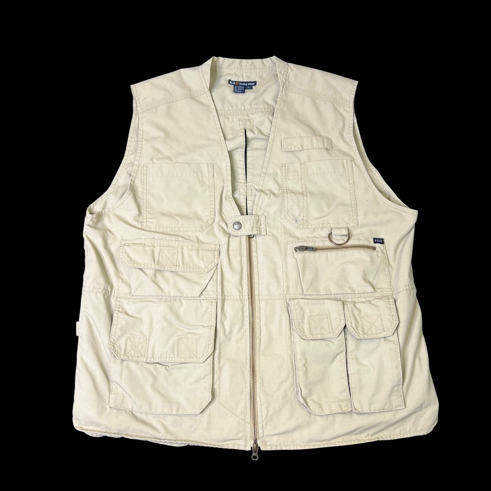 5.11 Tactical Series Men XL Khaki Tan Multi Pocket Utility Ripstop Vest